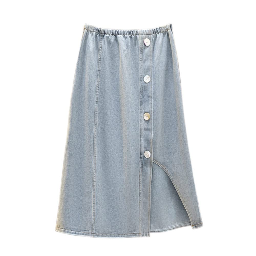 Gonne da Donna,Gonna Midi da Donna Gonna di Jeans A Spacco Irregolare A Vita Alta Elastica Blu Plus Size Gonne Lunghe di Moda A-Line Increspato per Ragazze Signore,3XL