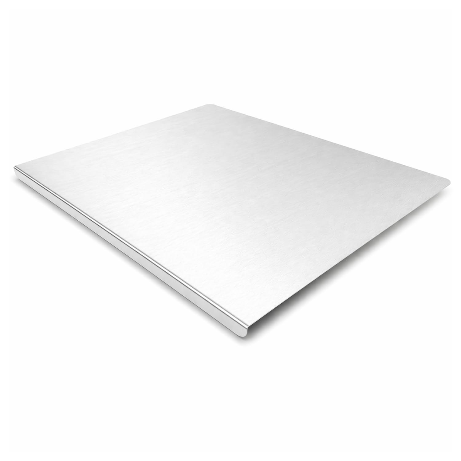 Photo 1 of *** MINOR SCRATCHES ***Stainless Steel Cutting Board with Lip, Food Grade Metal Cutting Board for Kitchen, Non-Porous, Large Countertop Chopping Board for Meat, Fruit, Vegetables and Dough Rolling (23.6"L x 15.8"W)