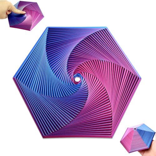Fractal Fidget Hexagon, Juguete Antiestrés Hexagonal Impreso en 3D Cubo Hexagonal Antiestrés Juguetes de Escritorio con Distorsión Hexagonal para Aliviar El Estrés (Púrpura Azul)