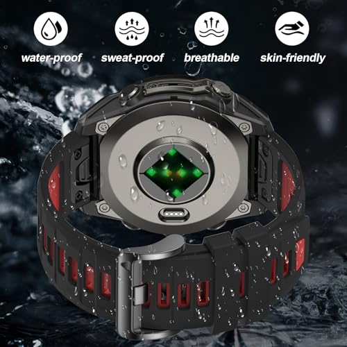 Image of 26mm Watchbands Compatible With Garmin Fenix 8 Pro /Quatix 8 51mm /Fenix 7X Pro /7X /6X Pro /6X /5X Plus /5X /3 HR,Silicone Quick-Fit Strap for tactix 8 51mm /7 pro /Enduro 3 2 /Descent Mk3i-51mm /Mk2i