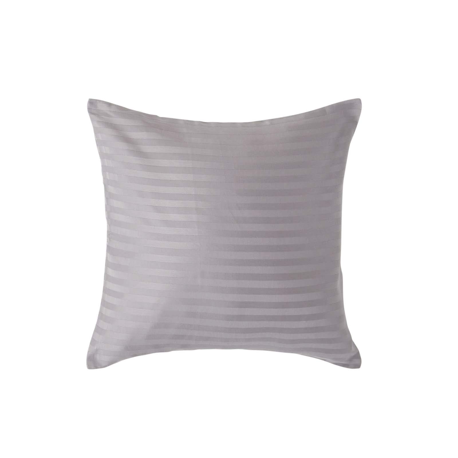 HOMESCAPES Grey Pure Egyptian Cotton Euro Size Pillowcase 40 x 40 cm 330 TC 500 Thread Count Percale Equivalent Satin Stripe Pillow Case with Zip Pack of 4