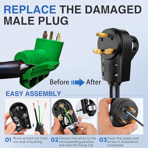 Image of Nilight 30 Amp RV Male and Female Plug Set | TT-30P TT-30R Receptable 125 Volt Heavy Duty Electrical Camper ETL Listed for Caravan Motorhome Van Trailer