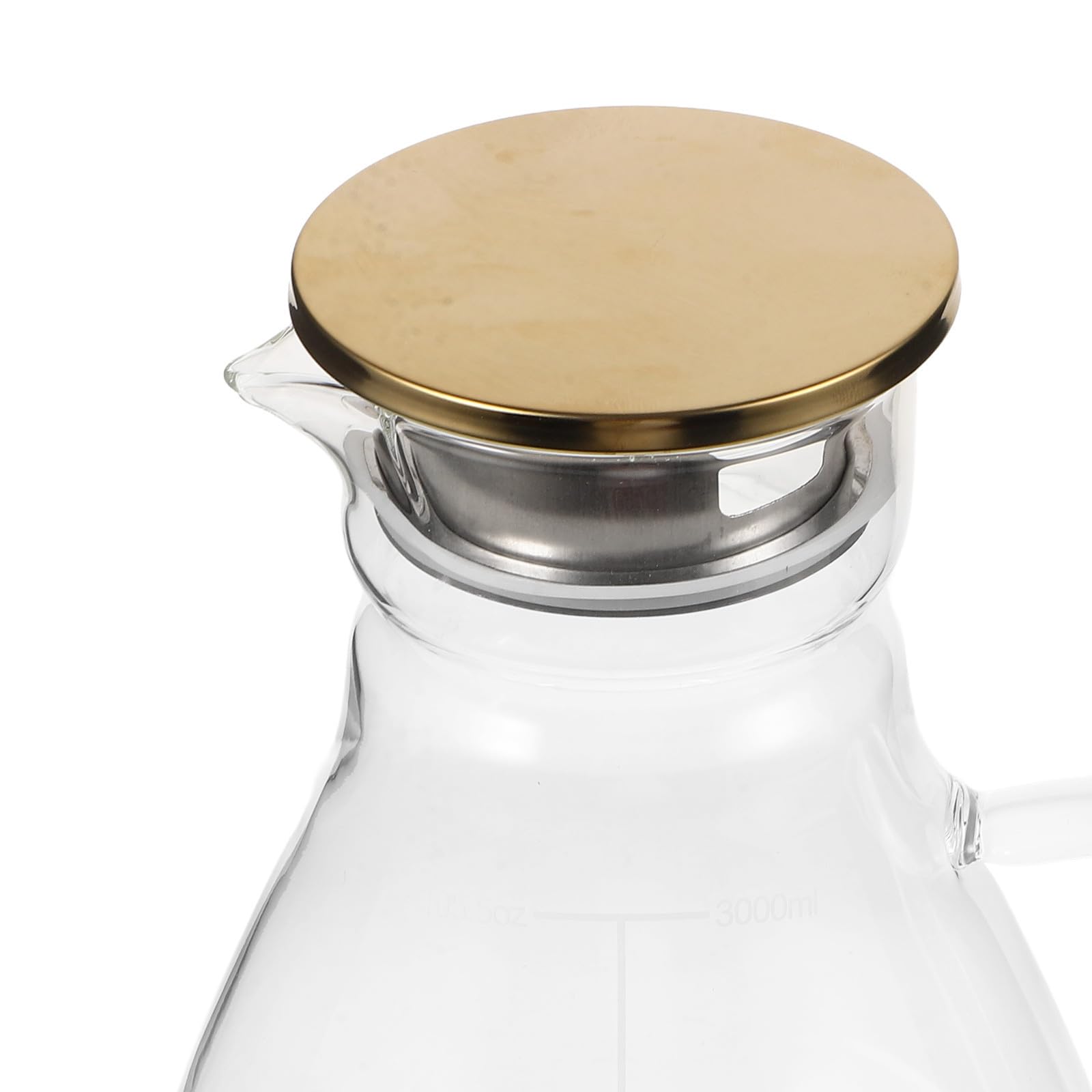 FOMIYES Jarra de Vidrio Borosilicato de 1300ml con Tapa de Acero Inoxidable y Silicona, Dispensador Elegante para Agua y Cócteles en Bodas y Eventos