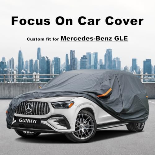Image of GUNHYI Premium Car Cover Custom Fit Mercedes-Benz GLE350 GLE400 GLE450 GLE43 GLE53 GLE63, 16 Layers Heavy Duty Car Cover Waterproof All Weather with Zipper Door for Sun Rain Snow Dust Uv Protection