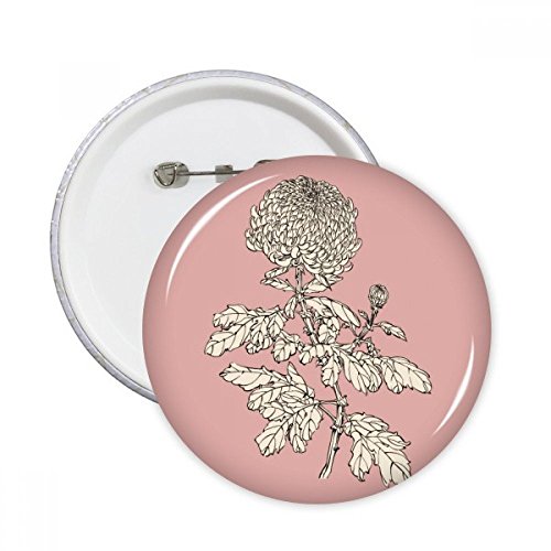 Badge bouton chrysanthème noir et blanc fleur plante ronde 5pcs L pour vêtements DIYthinker