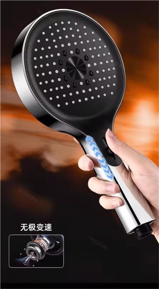 Alcachofa de ducha de alta presión de 14 cm, cabezal de ducha de mano ajustable de 4 m para baño, ahorro de agua, color negro, la mejor experiencia de ducha
