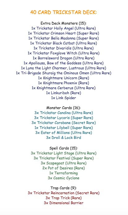 Yu-Gi-Oh! Complete Trickstar Deck with Ultra Pro Sleeves and Deck Box  Tournament Ready Master Duel Links : Amazon.co.uk: Toys & Games