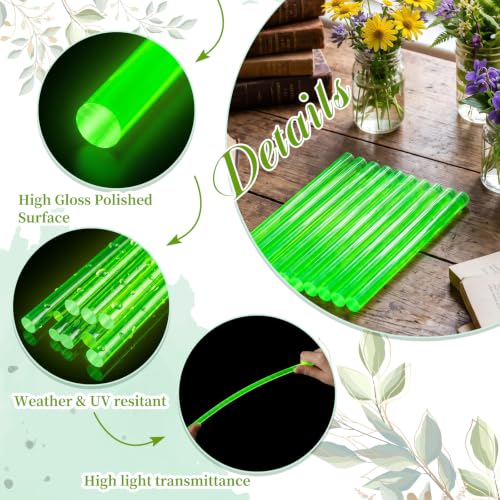Image of Junkin 10 Pcs 1 /4 inch x 12 inch Fluorescent Green Acrylic Round Rods Acrylic Glass Plastic Rods, for LED Light Diffuser Strips, Display Stand Supports, Model Building, Home Decor, Aquarium Dividers