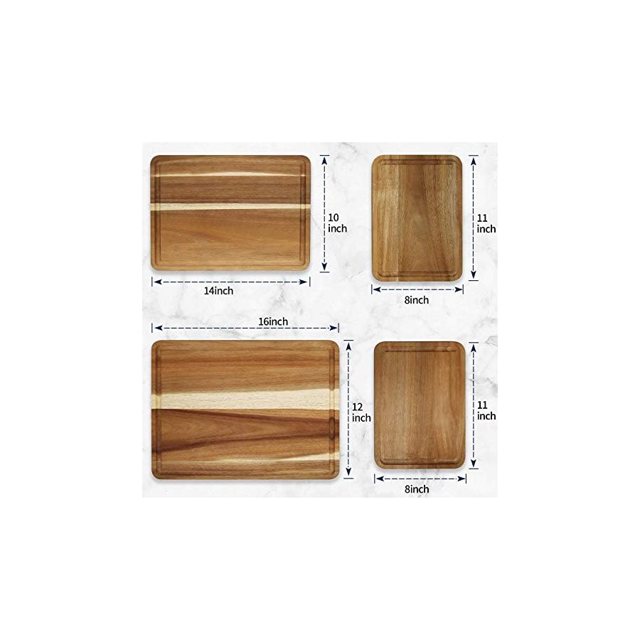 AZRHOM-Large-Wood-Cutting-Boards-Set-of-4-for-Kitchen-Cheese-Charcuterie-Board-Gift-Box-Included-Acacia-Butcher-Block-with-Non-slip-Mats-Juice-Groove-and-Handles-16x12-14x10-double-11x8-inch AZRHOM Large Wood Cutting Boards Set of 4 for Kitchen Cheese Charcuterie Board (Gift Box Included) Acacia Butcher Block with Non-slip Mats, Juice Groove and Handles (16x12, 14x10, double 11x8 inch)