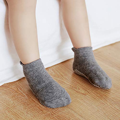 CozyWay Toddler Grip Socks - 1T-3T 12-Pack Blue, White & Black - Soft Stretch Cotton Non-Slip Ankle Grip - Reinforced Toe & Easy On/Off Heel Tab