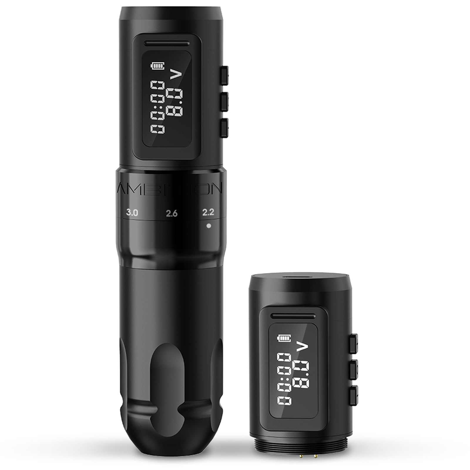 Ambition MARS-U Máquina de tatuar inalámbrica con carrera ajustable - Cartucho giratorio para máquina de tatuar con pantalla LED de motor sin núcleo de potencia adicional de 1800 mAh