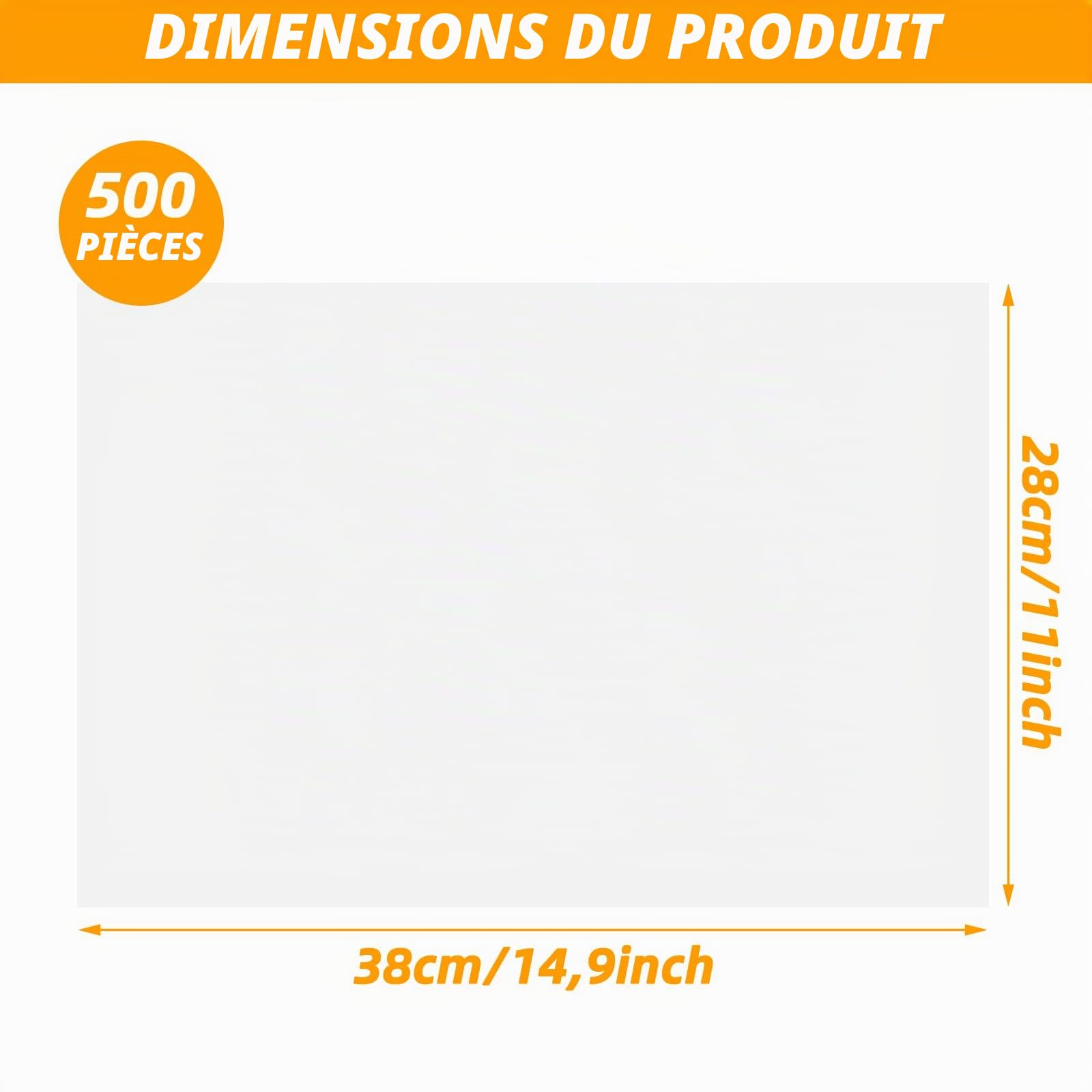 APACALI 500 Feuilles papier sulfurisé pour aliments, 28 x 38 cm Anti Graisse Papier Cuisson, papier à fromage, papier sulfurisé Deli pour hamburgers, sandwichs, viandes, imperméable et à l'huile