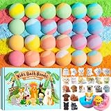 BubbleTail 24 Pack Puppy Bath Bombs for Kids - Each with Surprise Dog Figurine Inside, 15 Scents, Bath Bombs with Toys, Skin-Friendly, Birthday Party Favors & Stocking Stuffers for Boys & Girls