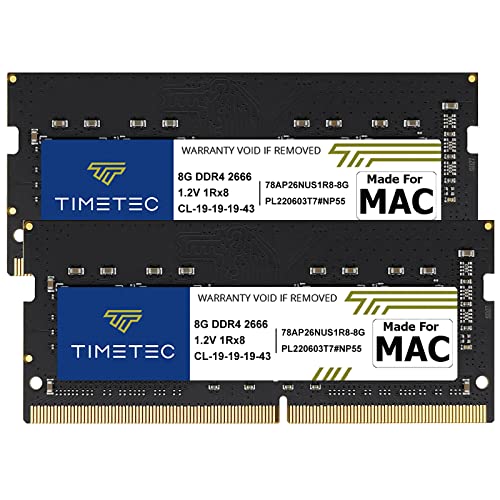 Timetec Hynix IC Compatible with Apple DDR4 2666MHz PC4-21300 SODIMM Memory Upgrade For Mac Mini 8,1 Late 2018 and iMac 19,1 w/ Retina 5K 27-Inch Early 2019 (16GB Kit(8GBx2))