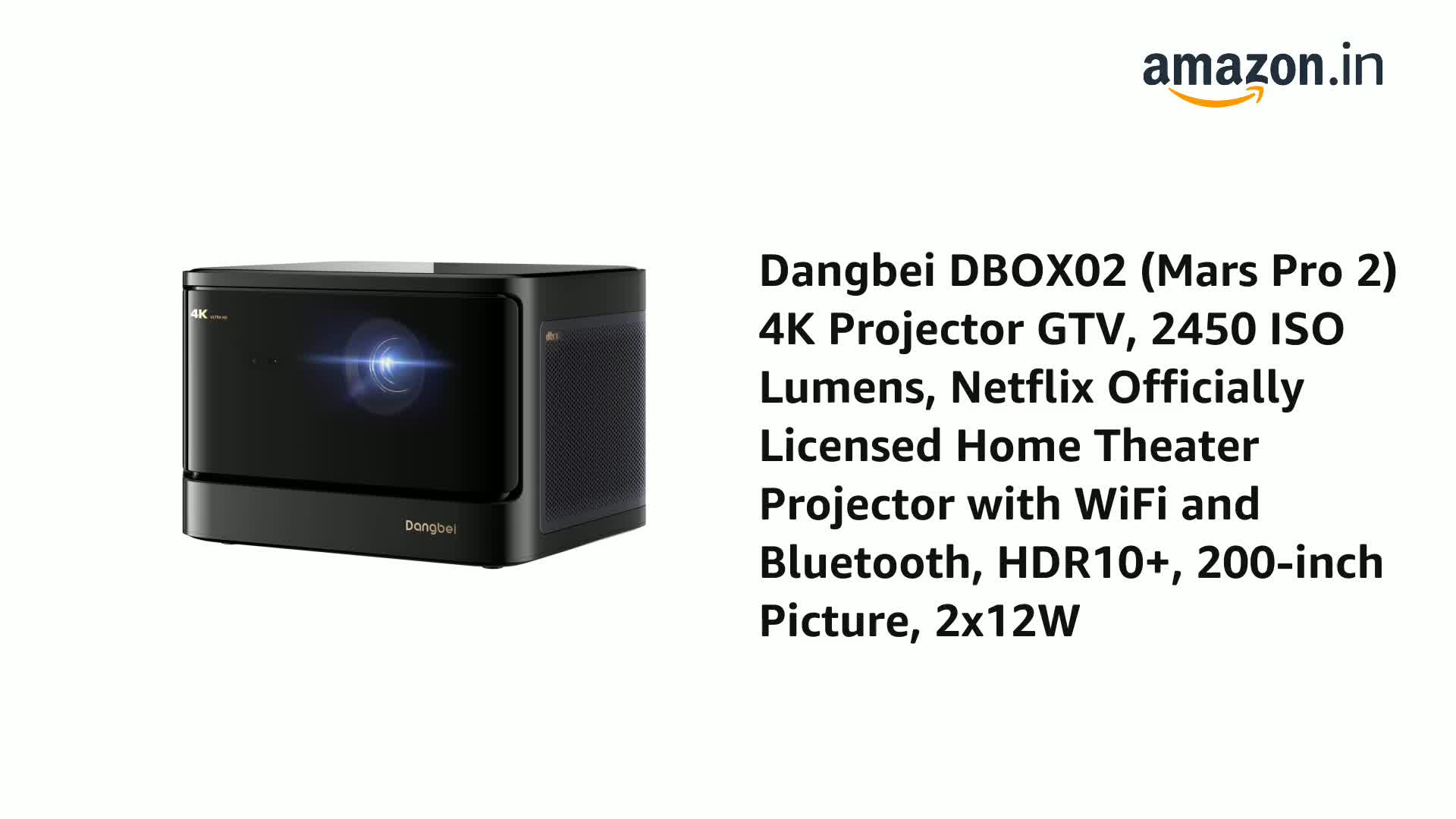 Dangbei DBOX02 (Mars Pro 2) 4K Projector GTV, 2450 ISO Lumens