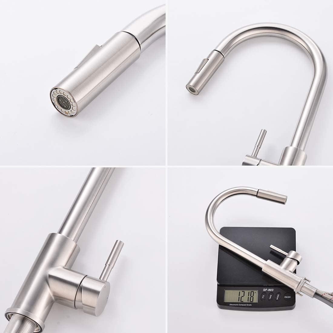AIMADI Touch Sensor Wasserhahn Küche Armatur Küchenarmatur mit Brause Ausziehbar 360° Drehbar Spültischarmatur Mischbatterie Einhand-Spültischbatterie Gebürsteter Nickel