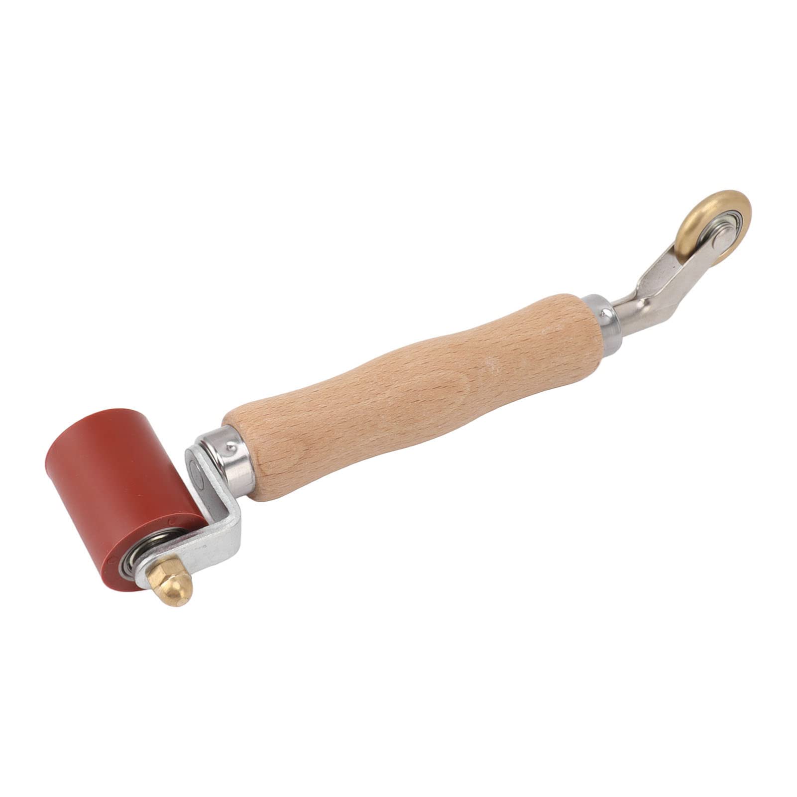 Rodillo de Costura de Silicona de Doble Uso de 40 mm, Rueda de latón con Mango de Madera, Rodillo de Costura Plana para Soldadura de PVC TPO (Rojo)