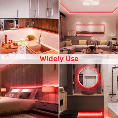 Image of Lamomo Red Led Strip Lights 32.8Ft, 2 Roll Neon Rope Strip 0.39In /Cut, 12V Flex Waterproof Silicone DIY Neon Sign for Kitchen Bedroom Commercial Decor, 6mm Width(Power Adapter not Included)