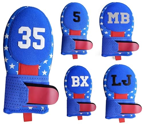 Blue Red White Stars Sliding Mitt with Custom Number Baseball Softball. Baserunner Protection Glove