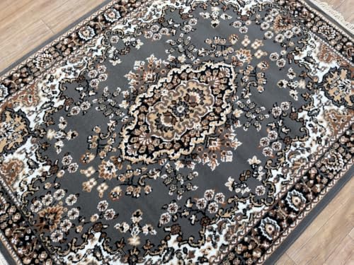 Image of TTC THREAD & TEXTURE CARPET Traditional Comfort: Power-Loomed Carpets for Living Room- Every Space Area Rug Color Grey Size 4x5.5 Feet (110x173cm)