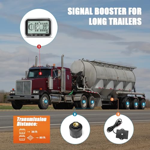 Diagram showing signal booster installation for a long trailer