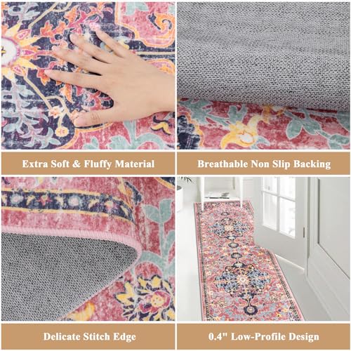 Pauwer Boho Hallway Runner Rug 2x6 Washable Entryway Area Rugs Non Slip Farmhouse Vintage Floor Mat Carpet Runner for Hallways Laundry Room Kitchen Bathroom Bedroom