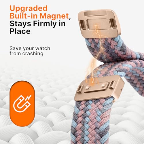 Image of Fullmosa 2 Pack Magnetic Braided Bands Compatible Apple Watch Strap 38mm 40mm 41mm 42mm 44mm 45mm 46mm 49mm Women Men,Soft Elastic Strap for iWatch Ultra3 /2 /1 SE3 /2 /1 Series 11 10 9 8 7 6 5 4 3 2 1