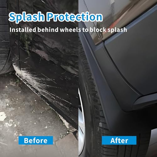 Image of Mud Flaps for Tesla Model Y 2020-2024 - No Drill Installation, OEM Material All-Weather Splash Guards, Durable Mud Guards Accessories Kit (Set of 4, Black)