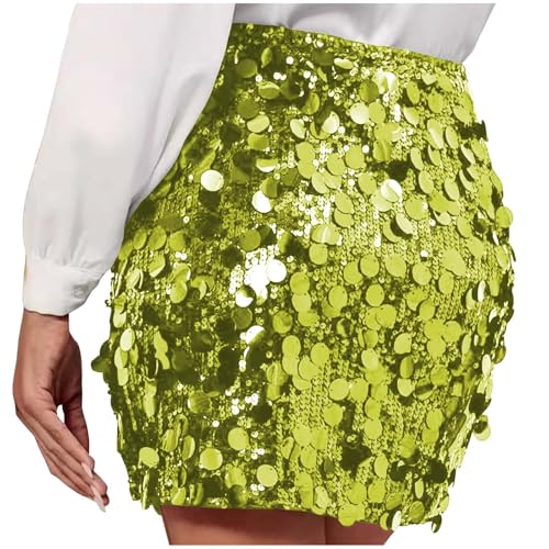 Women's Sequin Skirt Glitter High Rise Bodycon Sexy Mini Skirt Rave Sparkly Skirts Trendy Fashion Solid Skirts3