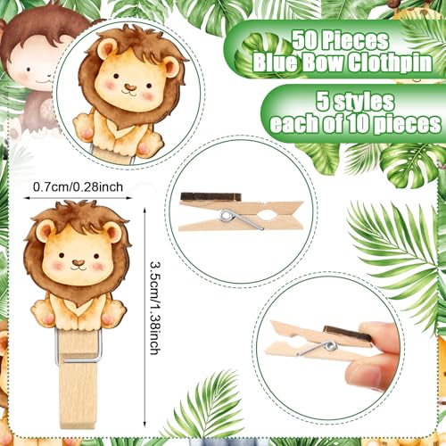 Image of Patelai 321 Safari Animal Baby Shower Games Jungle Animal Shower Birthday Party Supplies Wooden Don't Say Baby Theme Gender Reveal Party Games 5 Sets Activities Cards 20 Pencils 50 Clothespin