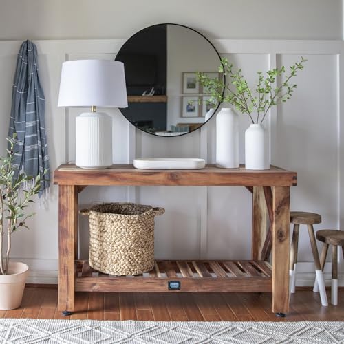 Backyard Discovery 48" Acacia Wood Farmhouse Narrow Console Table with Lower Slat Storage Shelf, Water-Resistant Design for Patio, Deck, Entryway, Living Room, Sofa Table, Indoor or Outdoor Use - image 8