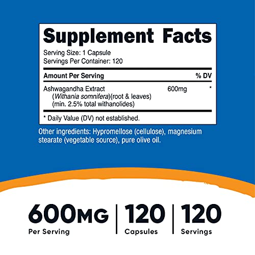 Image of Nutricost Ashwagandha Herbal Supplement 600mg, 120 Capsules (2 Bottles) | Ashwagandha Root