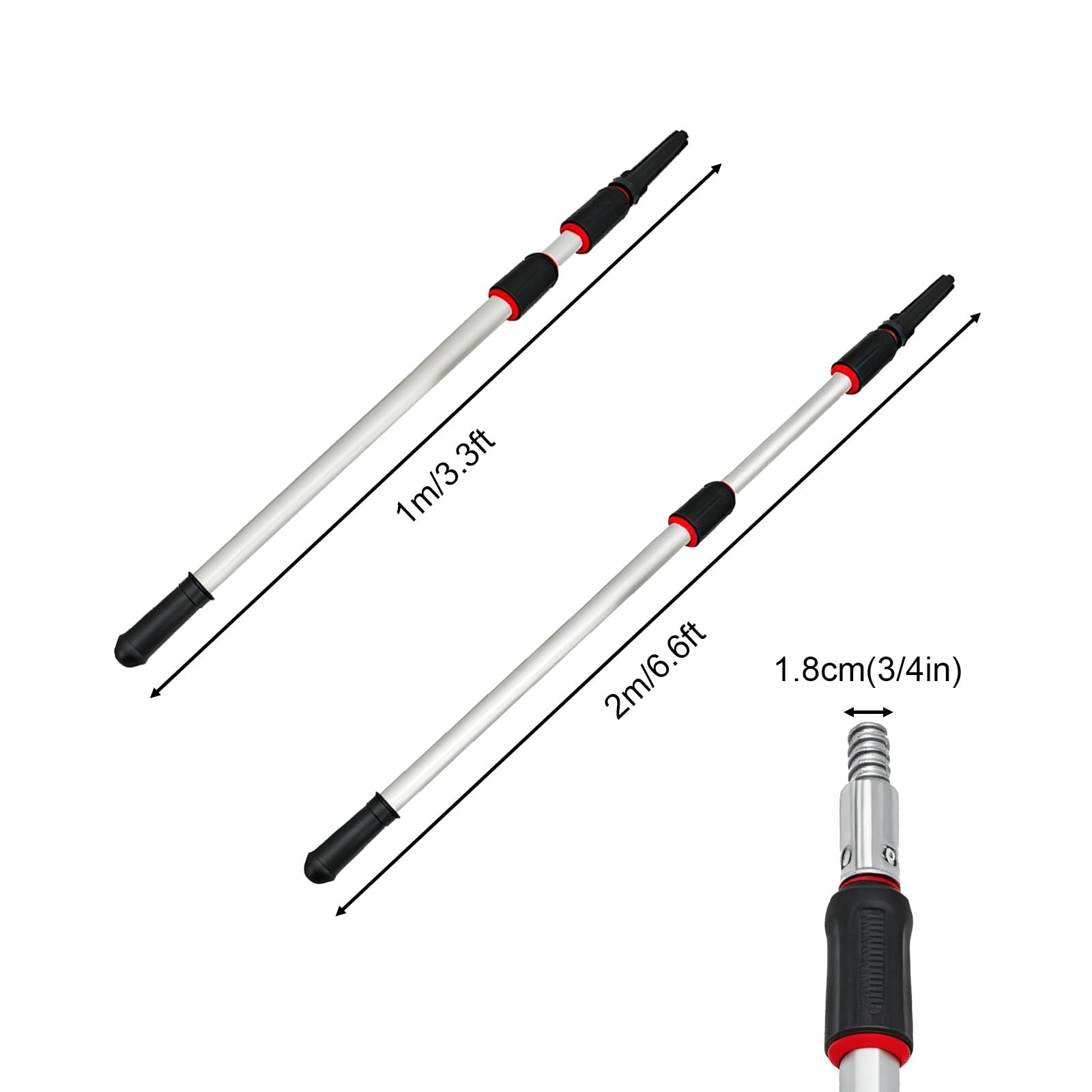 Palo Extensible Triangular Reforzado, Barra Extensible 1-2 M | Varilla Extensible Ligera Regulable con Bloqueo y Mango Antideslizante para Rodillos Pintura & Herramientas Limpieza