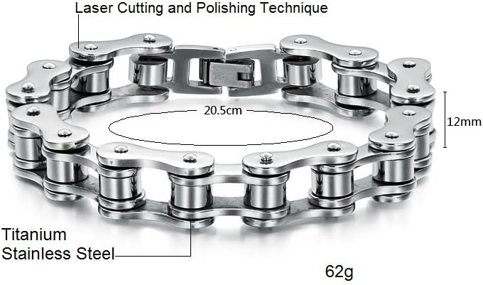 SunnyHouse New Men's Titanium Stainless Steel Bracelet Harley Bike Chain Design Sporting - Image 5