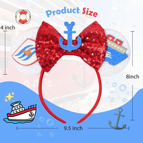 CANMIL Mouse Ears Headband, Sparkle Bow Headband for Women Girls Boys, Sequin Party Hair Accessories (Crusie) - Image 4