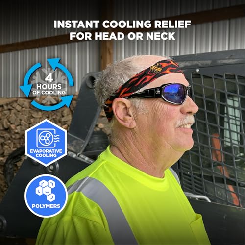 Image of Cooling Bandana, Flames, Evaporative Polymer Crystals for Cooling Relief, Quick and Secure Fit, Ergodyne Chill Its 6705,Large
