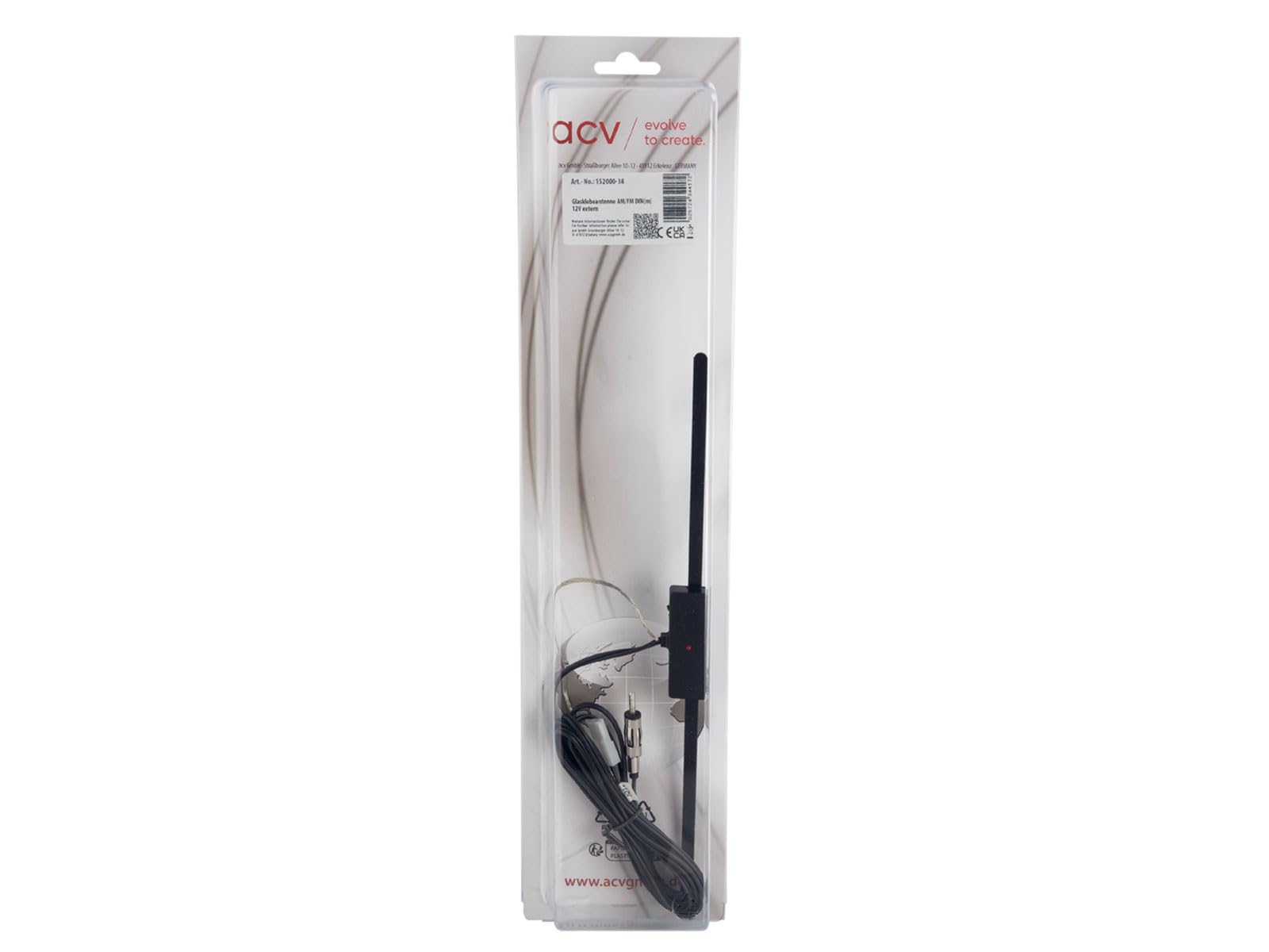 ACV Szklana antena samoprzylepna AM/FM DIN(m) 12 V zewnętrzna aktywna - 152000-38