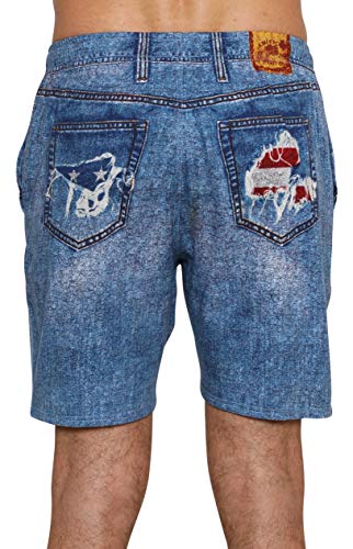 Men's American Flag Sleep Short Patriotic USA Pajama, Faux Blue Denim, Size Medium3