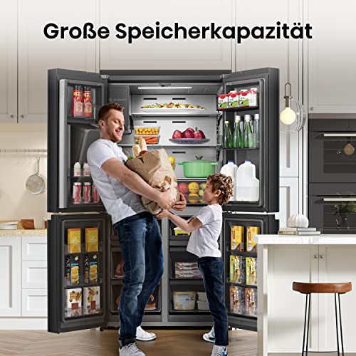 Hisense RQ760N4BFE Cross Door Kühl-Gefrierkombination /178,5 cm/Inverter Kompressor/Total NoFrost/Multi Air Flow/Wasserspender/Kühlteil 352 l/Gefrierteil 232 l/schwarz