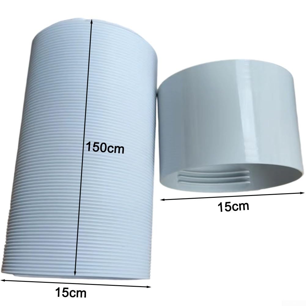 Elastyczny wąż powietrza wylotowego o średnicy 150 mm do klimatyzatorów, długość 150 cm, z przyłączem 15 cm, z polipropylenu, odporny na wysokie temperatury, do kuchni, łazienki i suszarki, łatwy