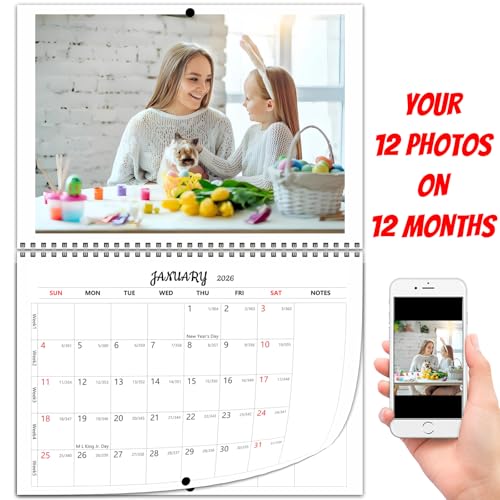 Custom 2026 Personalized Wall Calendar with Photos