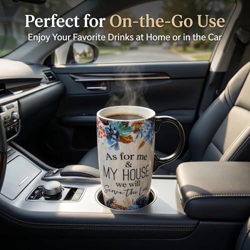 Mug de cerámica para viaje 17 oz con tapa y diseño floral miniatura 4