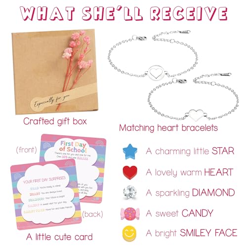 Kindergarten Bracelet Mommy And Me, First Day Of School Bracelet With Charms For Girl, Daughter, Back To School Gift For Pre K, 1st, 2nd, 3rd Grade, Mama And Mini First Day Of Kindergarten Gifts2