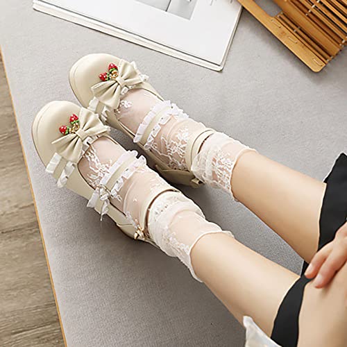 Girls Lolita Shoes Cute Bow Heels Shoes Dress Platform Strappy High Heels Kawaii Mary Jane𝐬 Shoes Toddler Girl Size 83