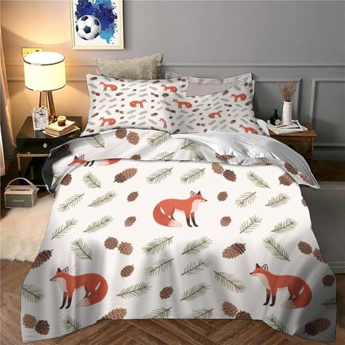 Parure de lit microfibre 220x240 housse couette imprimée renards 3D - 6