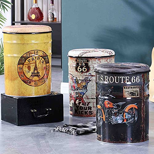 Tabouret de bar industriel LoJax en fer forgé avec coffre de rangement de qualité