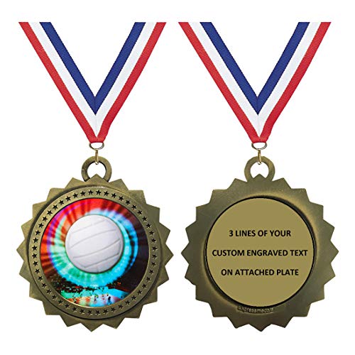 Volleyball Gold Large 3 Inch Engraved Medals Trophy Award Personalized Free D03-MY452 1PK
