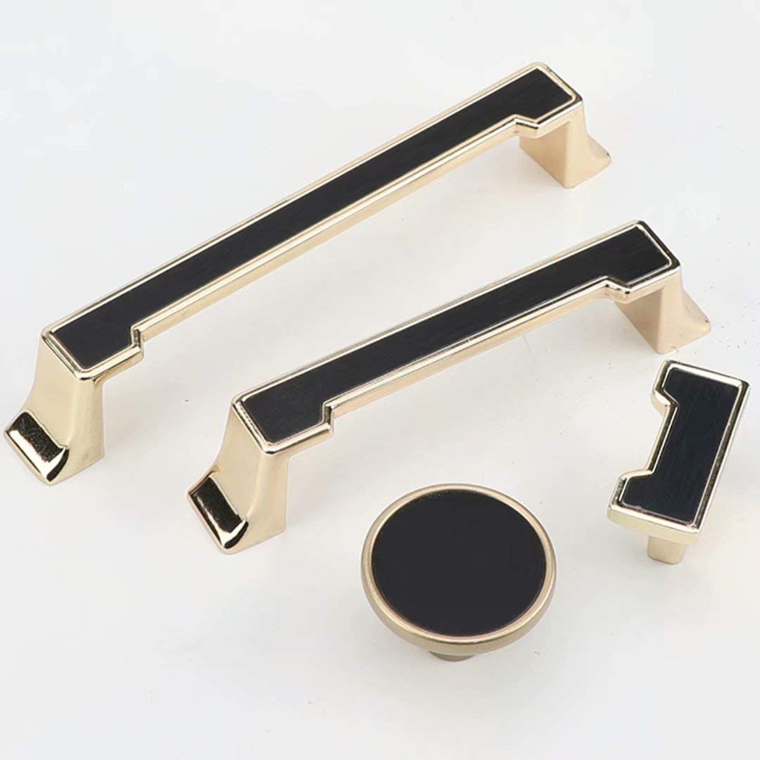 Schranktürgriff Griffe Möbelgriff Schrank Schubladengriffe, 10 Stück Küchenmöbelbeschläge Türgriffe Nordische Einfache Möbelgriffe (Gold + Schwarz Lochabstand 128 mm)