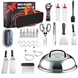 Grillbesteck Set BBQ Grillspachtel Tool Set Grill Zubehör Bestecksets Geschenk, 27Stück Grillzubehör-Zubehör Grillspatel-Set Grillzange Bestecksets mit Grill-Tragetasche für Garten und Camping