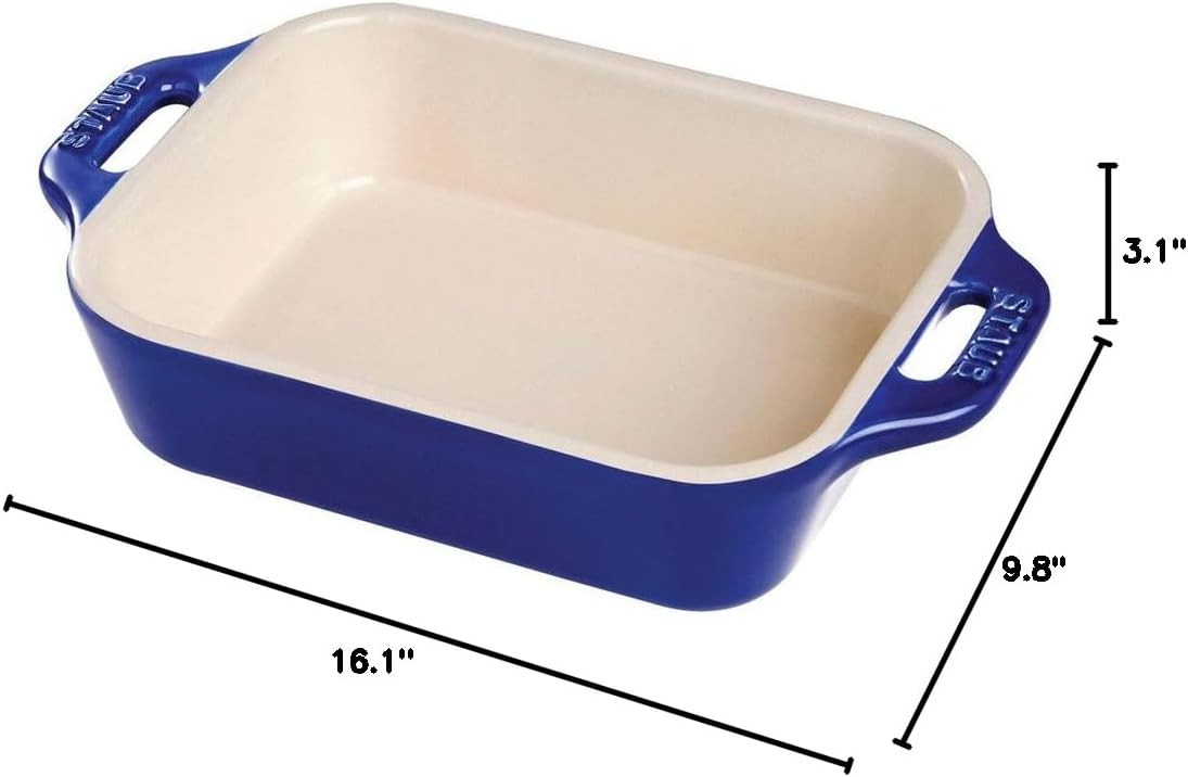 Staub Rectangular Dish, Dark Blue, 13 x 9 - Dark Blue